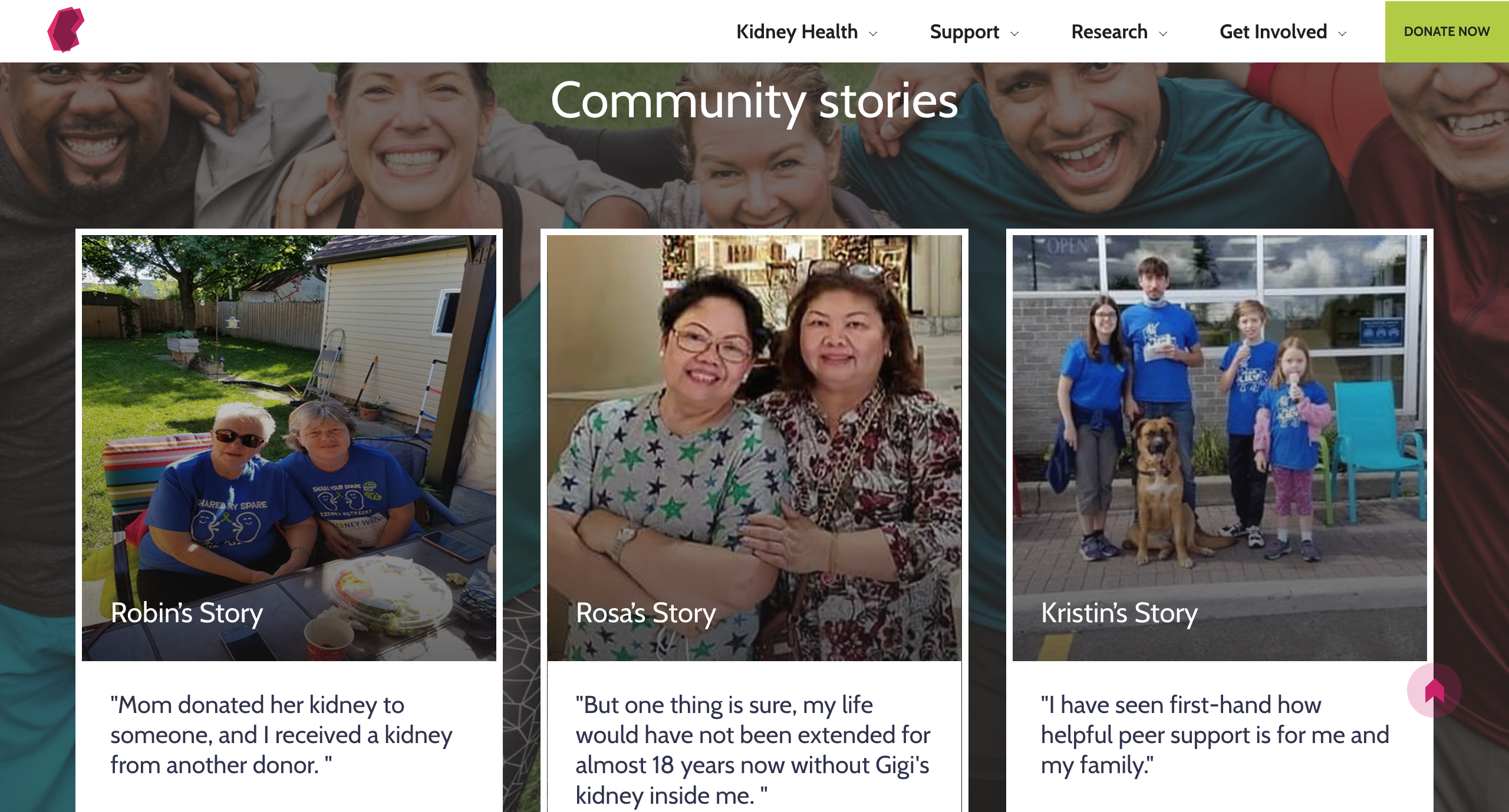 Community stories on Kidney Foundation of Canada's website